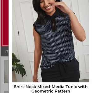 RW&Co mixed media shirt-neck tunic size M